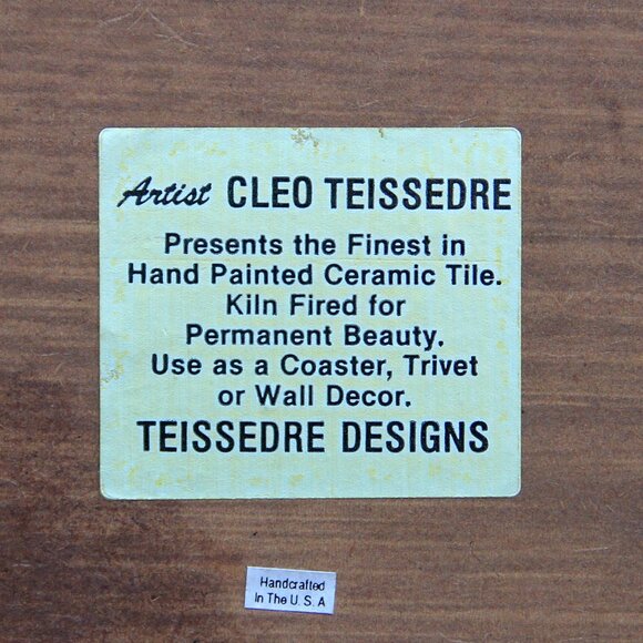 1986 Cleo Teissedre Tile Trivet of Three Navajo Women in Pink and Light Blue - Picture 5 of 9